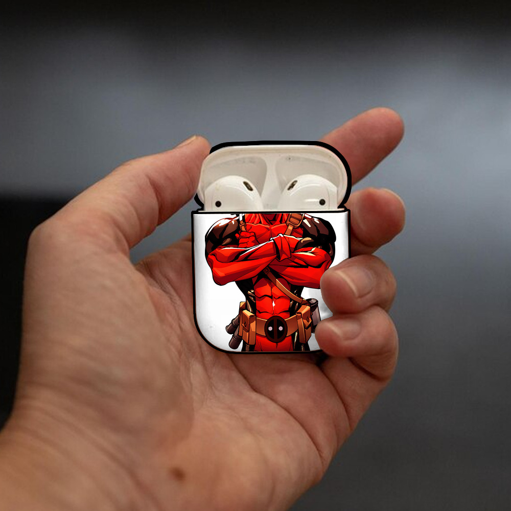 Deadpool デッドプール AirPods 第2世代保護ケース ハードシェル ブラック 耐衝撃・防指紋・カラビナ付き