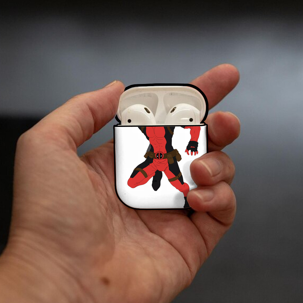 Deadpool デッドプール AirPods 第2世代保護ケース ハードシェル ブラック 耐衝撃・防指紋・カラビナ付き