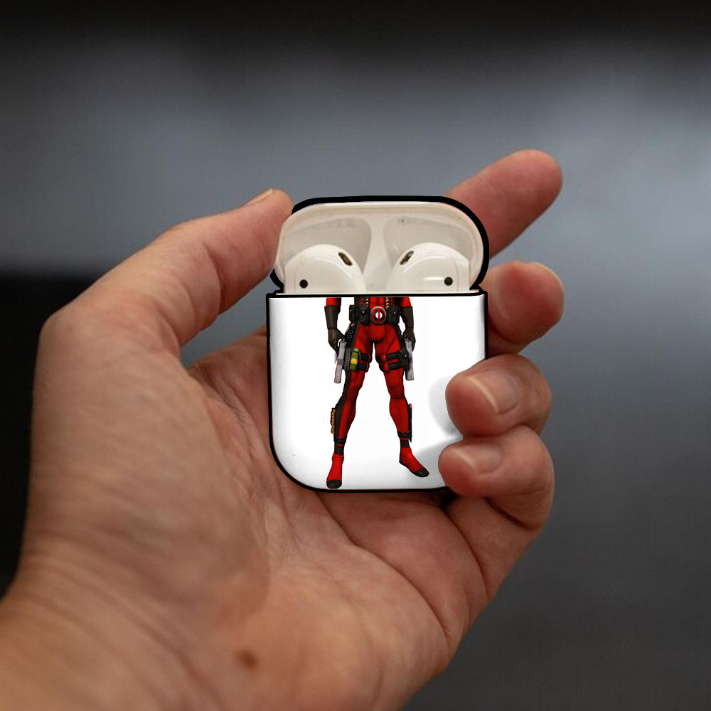 Deadpool デッドプール AirPods 第2世代保護ケース ハードシェル ブラック 耐衝撃・防指紋・カラビナ付き
