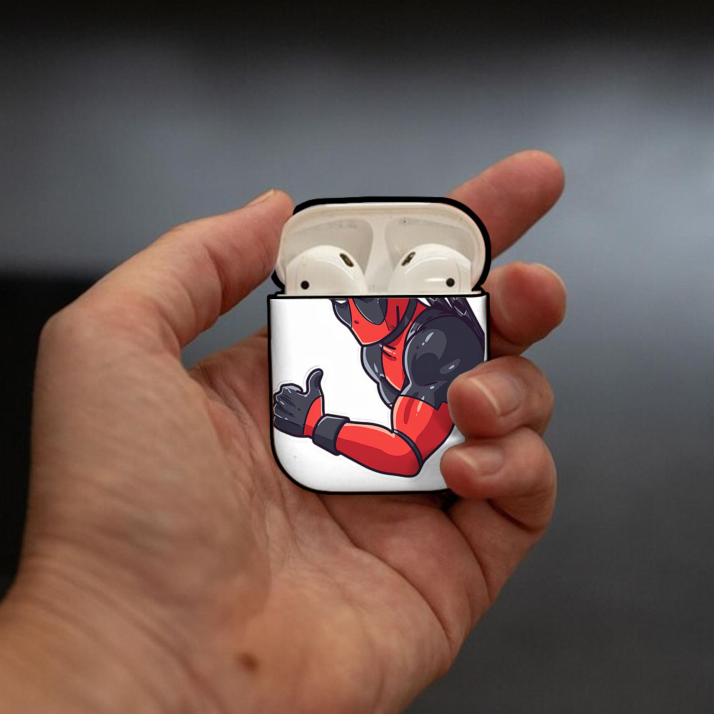 Deadpool デッドプール AirPods 第2世代保護ケース ハードシェル ブラック 耐衝撃・防指紋・カラビナ付き