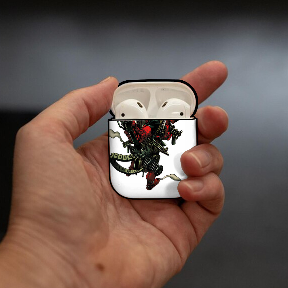 Deadpool デッドプール AirPods 第2世代保護ケース ハードシェル ブラック 耐衝撃・防指紋・カラビナ付き