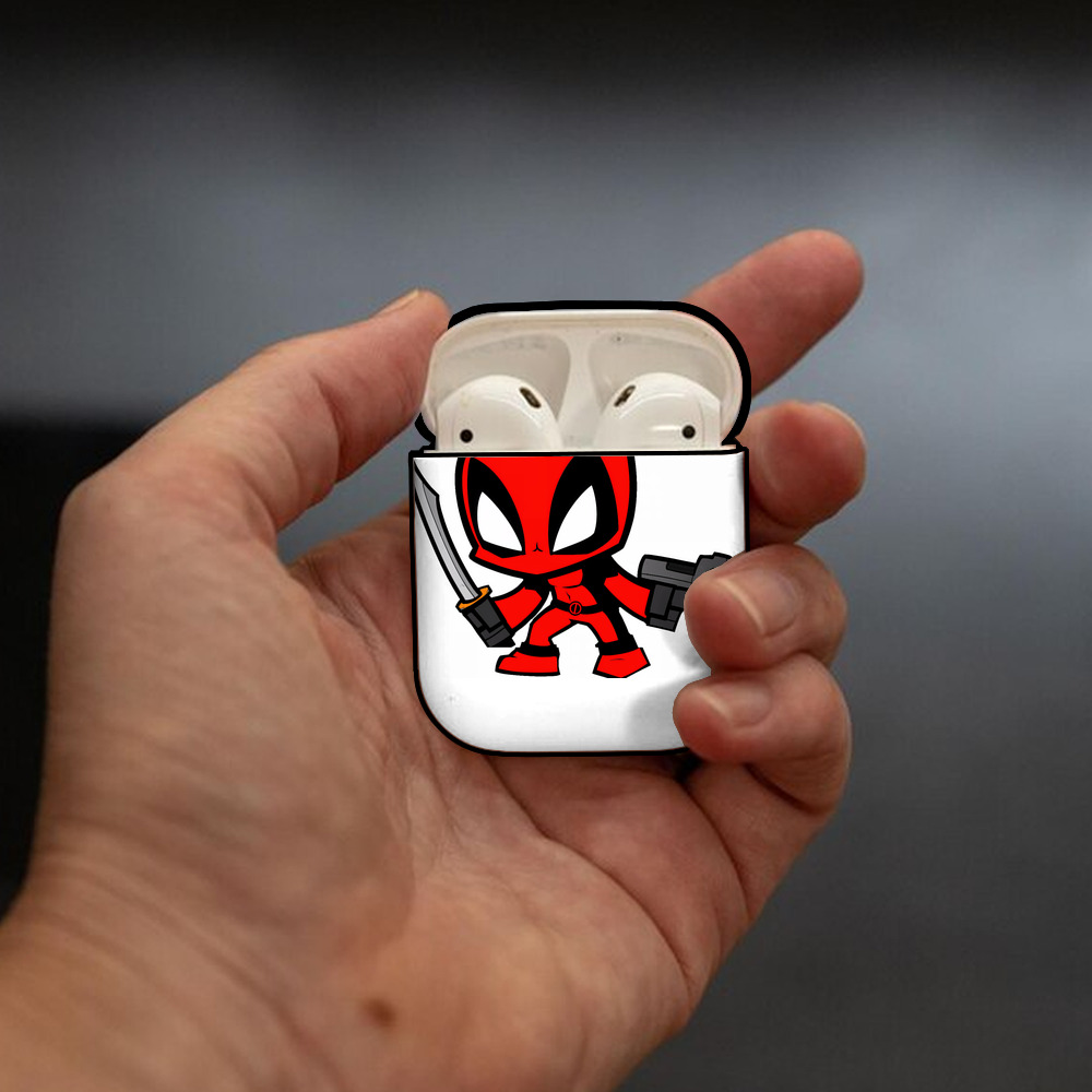 Deadpool デッドプール AirPods 第2世代保護ケース ハードシェル ブラック 耐衝撃・防指紋・カラビナ付き