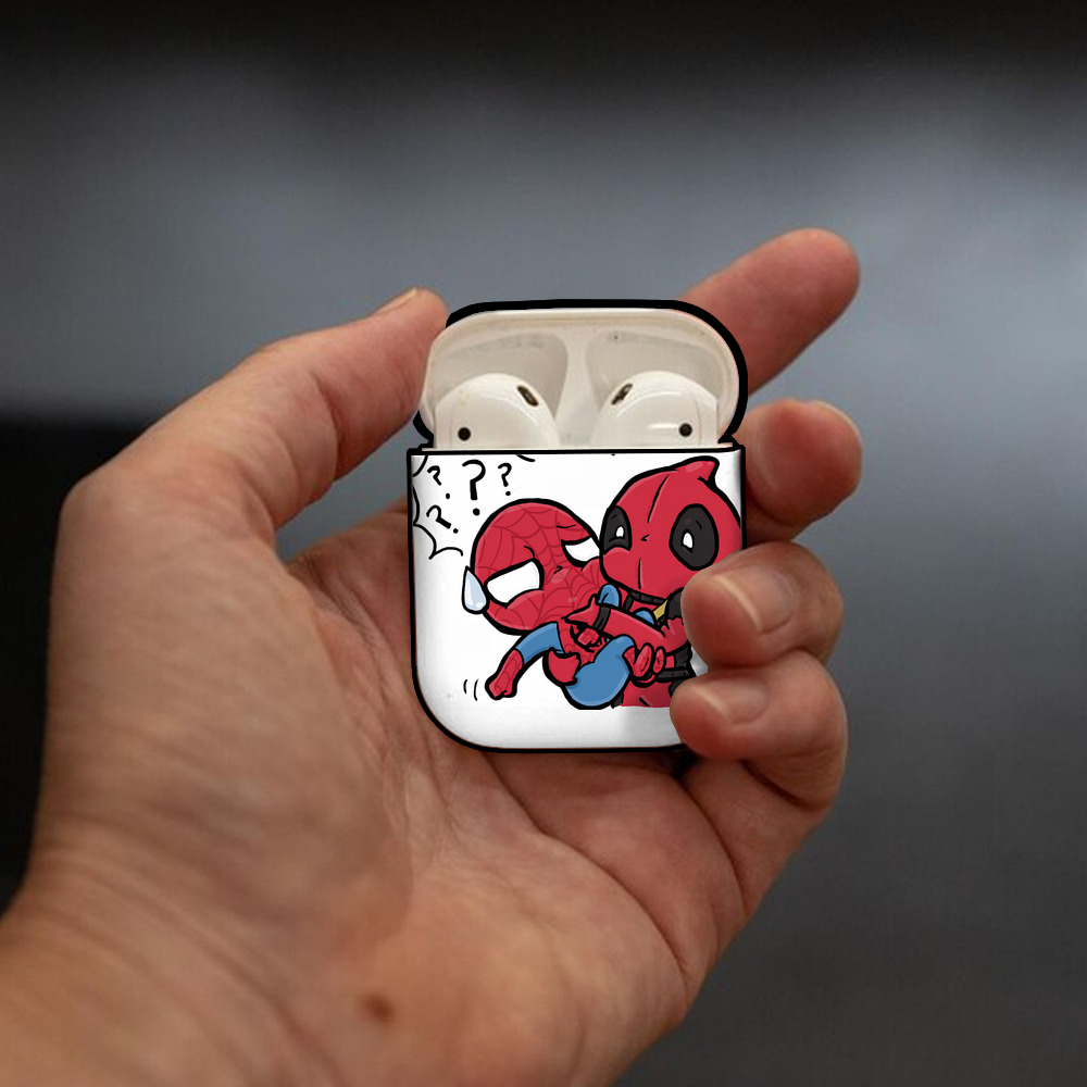 Deadpool デッドプール AirPods 第2世代保護ケース ハードシェル ブラック 耐衝撃・防指紋・カラビナ付き