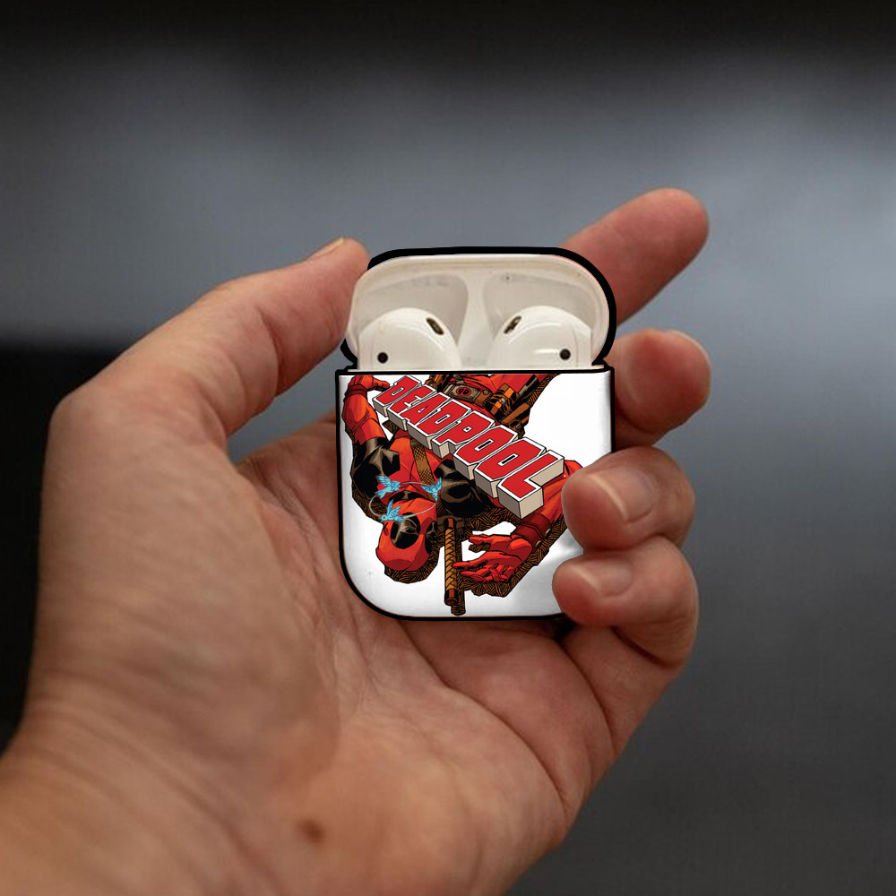 Deadpool デッドプール AirPods 第2世代保護ケース ハードシェル ブラック 耐衝撃・防指紋・カラビナ付き