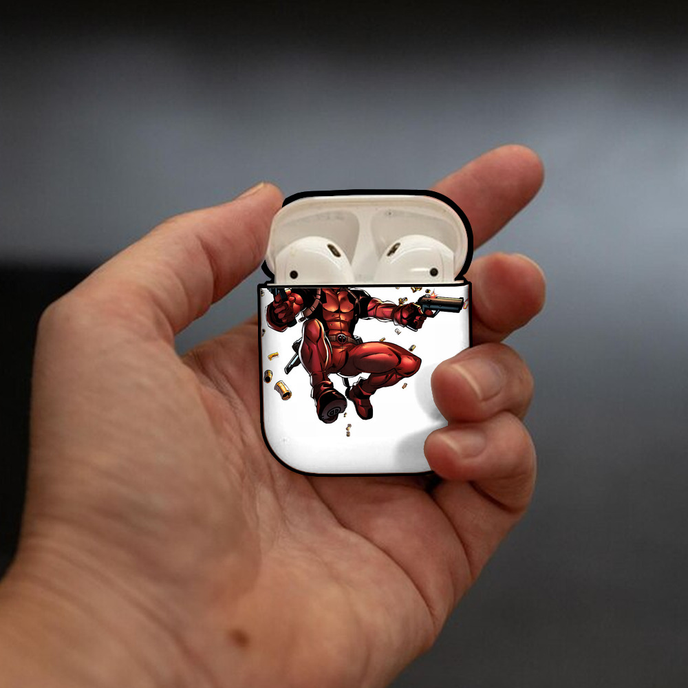 Deadpool デッドプール AirPods 第2世代保護ケース ハードシェル ブラック 耐衝撃・防指紋・カラビナ付き