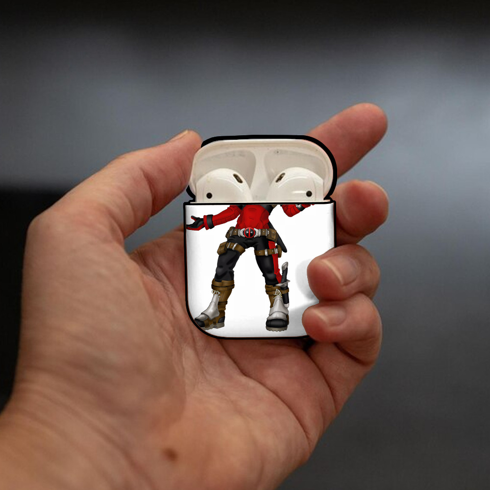 Deadpool デッドプール AirPods 第2世代保護ケース ハードシェル ブラック 耐衝撃・防指紋・カラビナ付き
