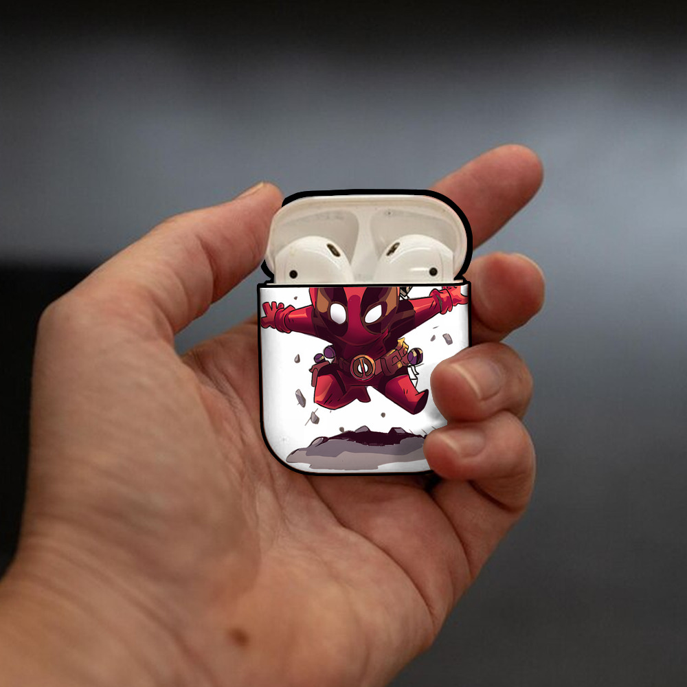 Deadpool デッドプール AirPods 第2世代保護ケース ハードシェル ブラック 耐衝撃・防指紋・カラビナ付き