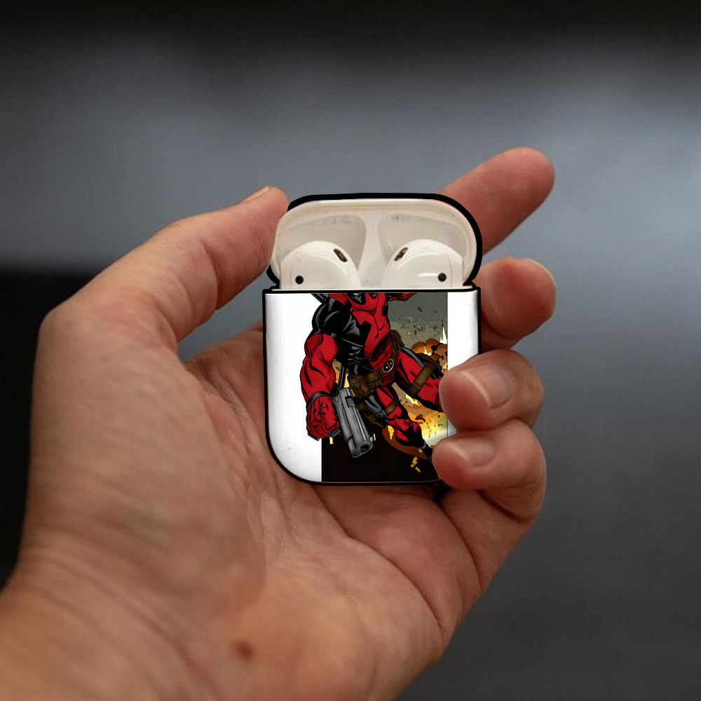 Deadpool デッドプール AirPods 第2世代保護ケース ハードシェル ブラック 耐衝撃・防指紋・カラビナ付き