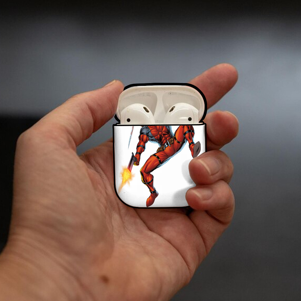 Deadpool デッドプール AirPods 第2世代保護ケース ハードシェル ブラック 耐衝撃・防指紋・カラビナ付き