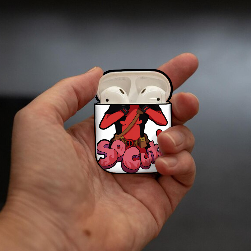 Deadpool デッドプール AirPods 第2世代保護ケース ハードシェル ブラック 耐衝撃・防指紋・カラビナ付き