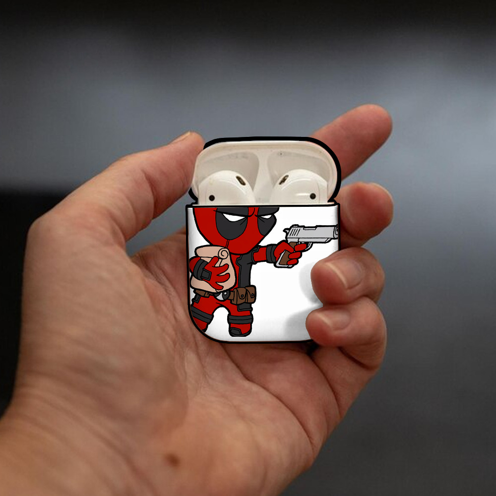Deadpool デッドプール AirPods 第2世代保護ケース ハードシェル ブラック 耐衝撃・防指紋・カラビナ付き