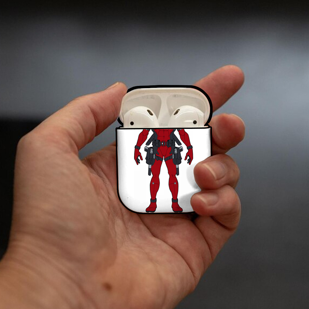 Deadpool デッドプール AirPods 第2世代保護ケース ハードシェル ブラック 耐衝撃・防指紋・カラビナ付き